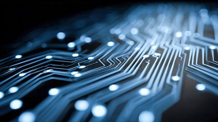 Abstract Circuit Board Design in Blue Tones, Representing Technology, Connectivity and Modern Digital Systems