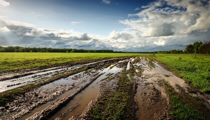 a muddy field after the rain