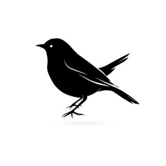 Obraz premium Elegant Black Bird Silhouette on White Background Perfect for Minimalist Designs and Creative Projects Detailed Vector Illustration