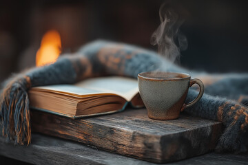 Cozy Reading book and cup of coffee