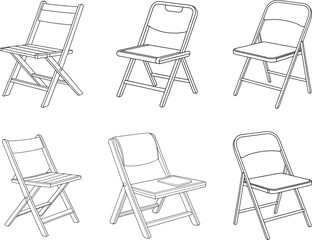 Versatile folding chair collection in outline style for interior design projects or event planning needs today