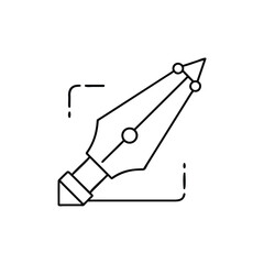 Detailed Ink Pen Tool Icon with Transparent Background in Minimalist Line Art