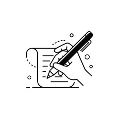Fototapeta premium Writing Hand with Pen on Paper Line Art Design with Transparent Background