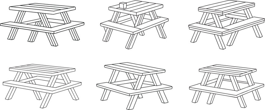 Fun picnic table outlines for backyard barbecues or park gatherings, adding to your outdoor summer fun project