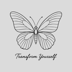 Transform Yourself Butterfly Motivational Vector Design