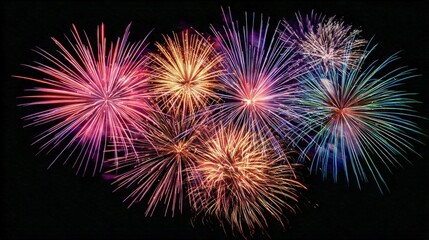 Fototapeta premium Spectacular Fireworks Display Illuminating the Night Sky with Vibrant Colors and Explosive Bursts of Light