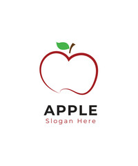 Fototapeta premium Abstract apple fruit logo design, Fresh red apple fruit lineart logo vector