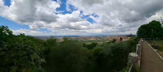 mountain landscape with trees in tuscany, italy