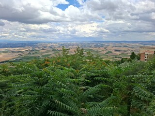 aerial view of countryside in val d'orcia, tuscany