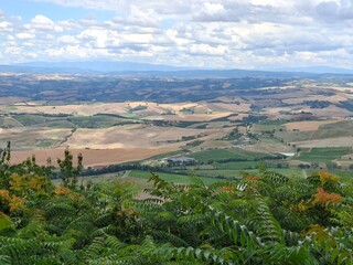 aerial view of countryside in val d'orcia, tuscany