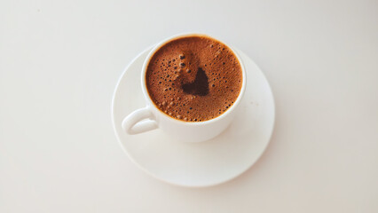 Turkish coffee with heart-shaped foam