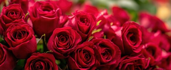 Obraz premium The vibrant display of red roses in a beautiful floral arrangement.