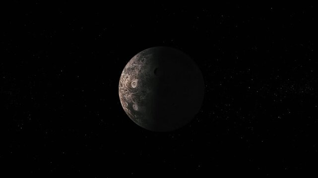 Cratered Ceres Fictional 3d Planet in Space with Shadow