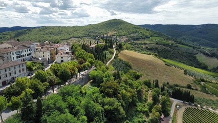 view on Chianti vineyards from Brolio castle