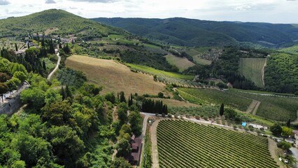view on Chianti vineyards from Brolio castle