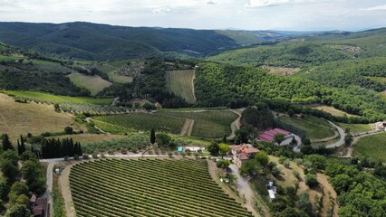 view on Chianti vineyards from Brolio castle