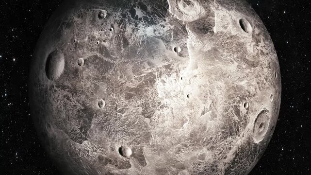 Cratered Ceres Fictional 3d Planet in Space with Shadow