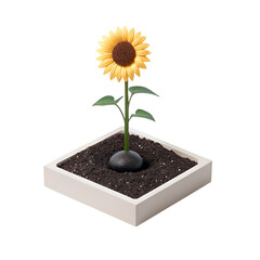 Sunflower depicted in realistic 3d illustration for floral and decorative concepts
