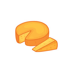 Cheese in flat style. Slice of cheese isolated on white. Food Vector illustration