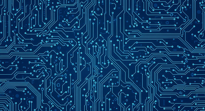 Blue Digital Circuit Board Pattern Abstract Background