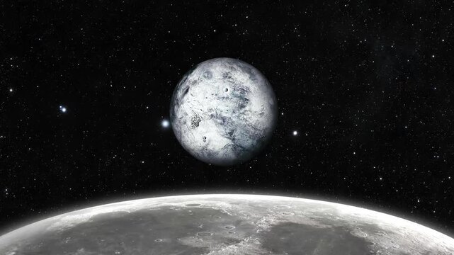 3d Eris Fictional Planet in the Depths of Space Galaxy