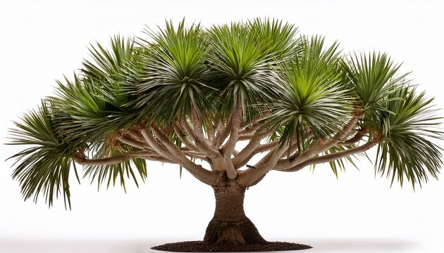 majestic dracaena draco tree isolated on white background in striking detail