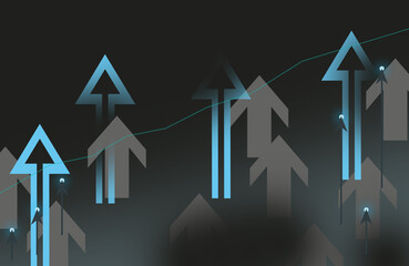 Transparent Growth graph of business. Successful business, growth strategy and achieving goals with the rising arrow