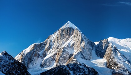 majestic rocky mountain peak against clear blue sky