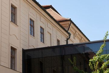 Building Facade with Glass Bridge