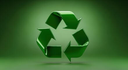 Obraz premium Green Recycling Symbol on Green Background Representing Environmental Conservation and Sustainability Initiatives for a Circular Economy