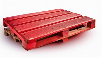 two rustic red wooden pallets industrial isolated on white