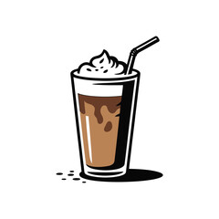 Iced Latte icon vector on White Background ,Vector Art Illustration on white background.