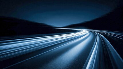 Abstract Speeding Car Light Trails on Highway at Night: Modern Transportation and Urban Mobility