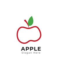 Abstract apple fruit logo design, Fresh red apple fruit lineart logo vector