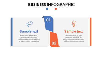 Business  infographic template with icons and 2 options or steps	
