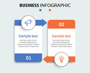Business  infographic template with icons and 2 options or steps	
