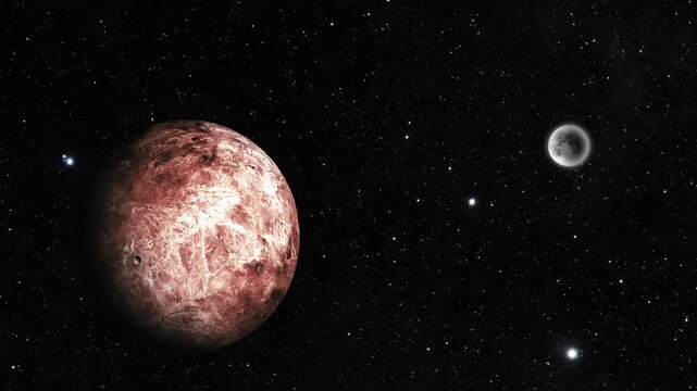 Red Rocky Makemake Fictional 3d Planet in Space Galaxy