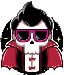 Cool Cartoon Skull Vampire with Sunglasses – Halloween Vector Mascot
