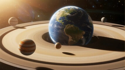 Earth and Planets in Orbit with Saturn-like Rings