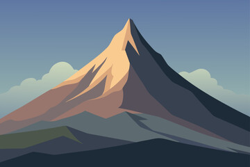 Soft Shadow Vector Style Mountain Peak With Gentle Hills