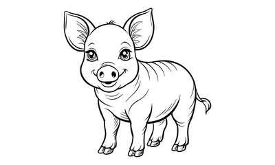 Obraz premium Pig baby t shirt design silhouette and vector line art, high-quality illustration ideal for adult coloring books, art therapy, relaxation and stress relief printable designs