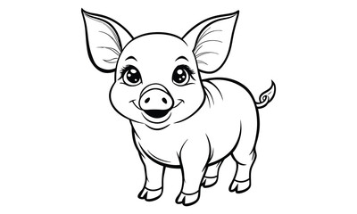 Pig baby t shirt design silhouette and vector line art, high-quality illustration ideal for adult coloring books, art therapy, relaxation and stress relief printable designs