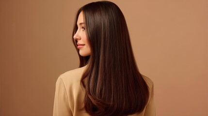 Naklejka premium Elegant Woman with Long Straight Hair