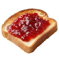 Toasted bread slice with vibrant red jam isolated on transparent background