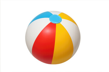 Colorful inflatable beach ball floating on transparent background