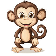 Cute Cartoon Monkey Character PNG Transparent Background
