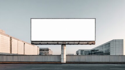 Fototapeta premium Blank Billboard Mockup Against Urban Skyline: Advertising Space for Marketing Campaigns and Promotional Content