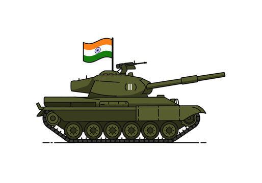 Indian Army Vijayanta Tank with National Flag.