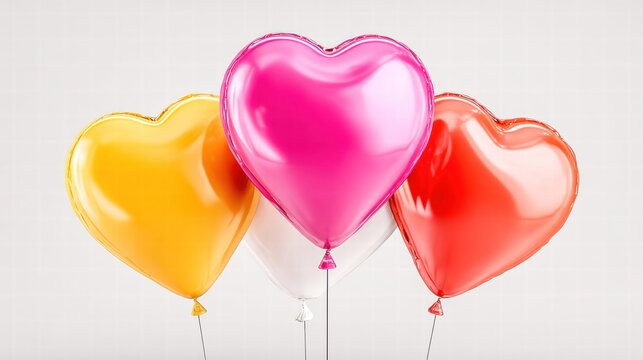 Four heart-shaped balloons in vibrant colors, perfect for conveying love and joy. - Powered by Adobe