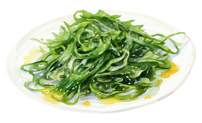 PNG Seaweed salad plate food.